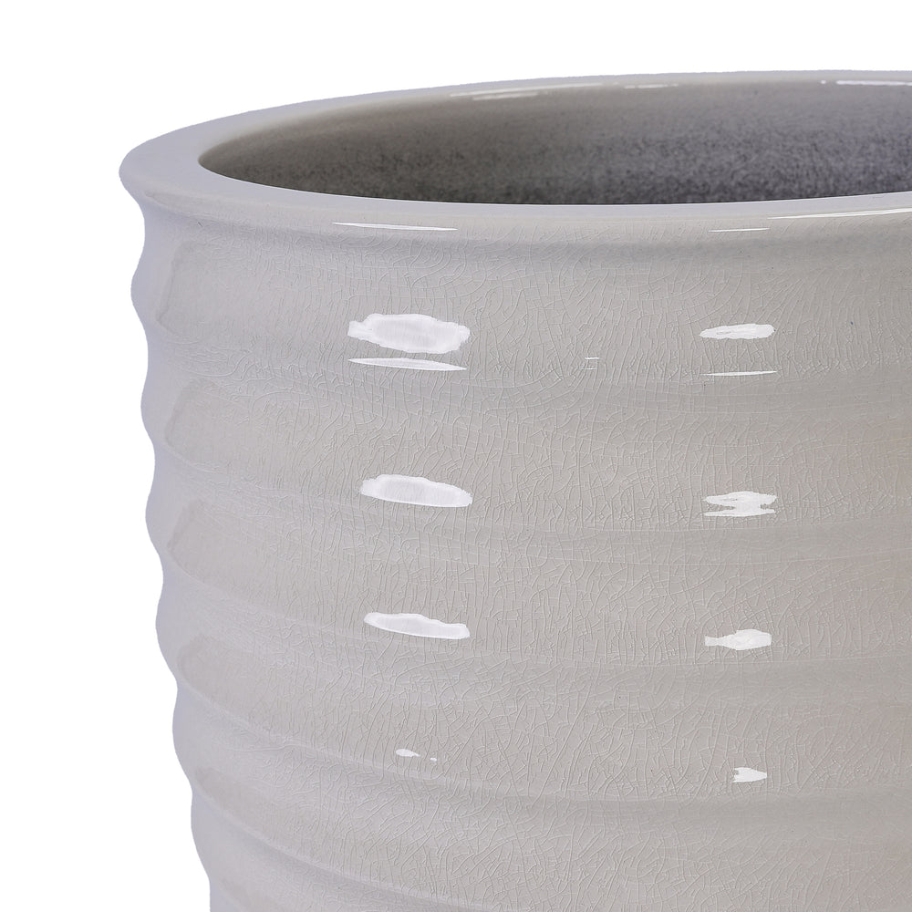 Ceramic Flowerpot, Modern Planter for Patio, Garden, Windowsill - Milk White Media 7