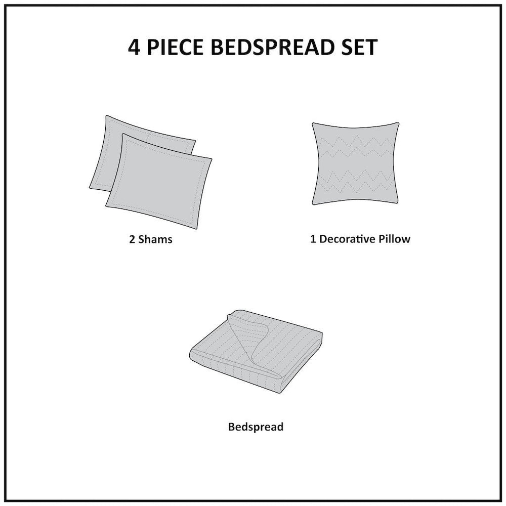4 Piece Cotton Reversible Tailored Bedspread Set Khaki Queen Media 3