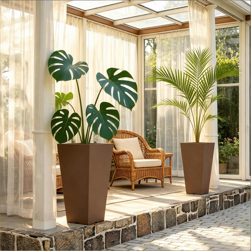 Chic Planters,Set of 2 Flower Planters,Outdoor Tall Planters Media 1