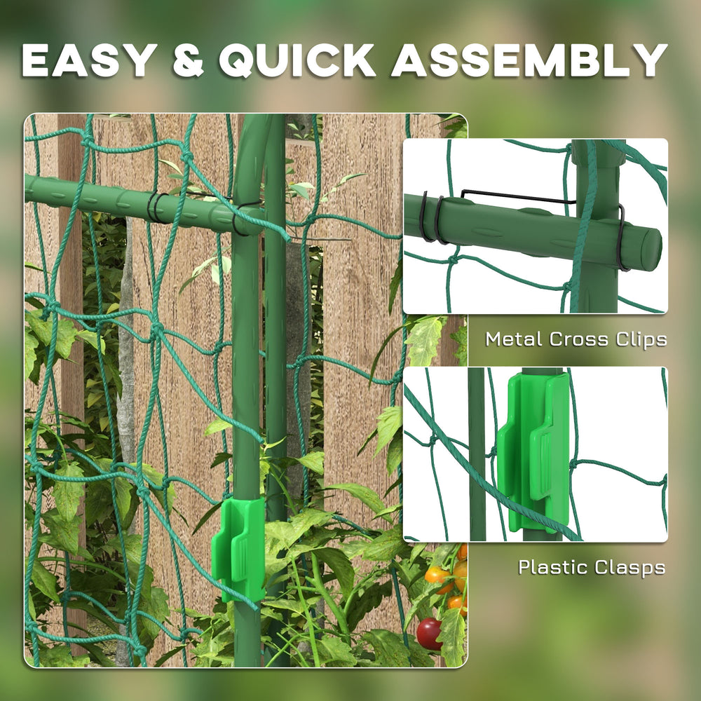 Outsunny Cucumber Trellis, 6' Tall Arch Trellis for Climbing Plants Outdoor, A-Frame, with Plastic Coated Steel Frame and Climbing Net, Support Vegetables, Peas, Fruit & Vines, Green Media 5