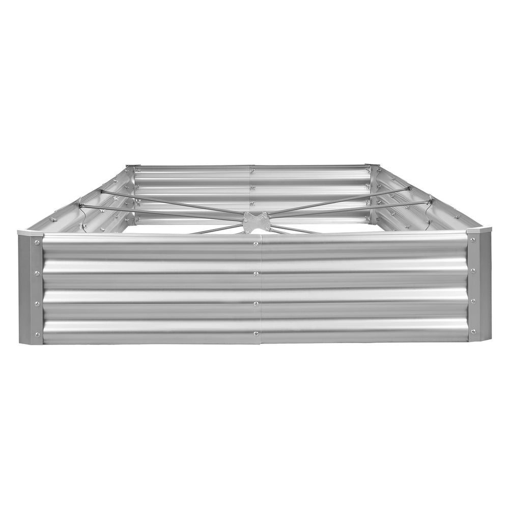Metal Raised Garden Bed, 12 x 4 x 1 ft Outdoor Galvalume Planter Garden Box, Open Bottom Design, Large Planter Raised Bed for Growing Vegetables, Flowers, and Succulents, Galvanized Color Media 10