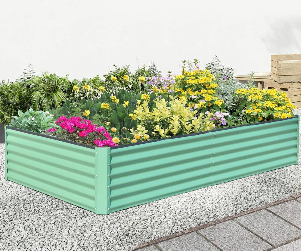 8x4x1.5 ft Galvanized Raised Garden Bed, Outdoor Planter Garden Boxes Large Metal Planter Box for Gardening Vegetables Fruits Flowers, Green Media 2