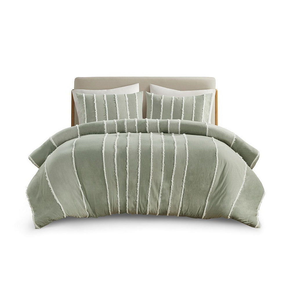 King/Cal King 3 Piece Striped Cotton Duvet Cover Set Media 17