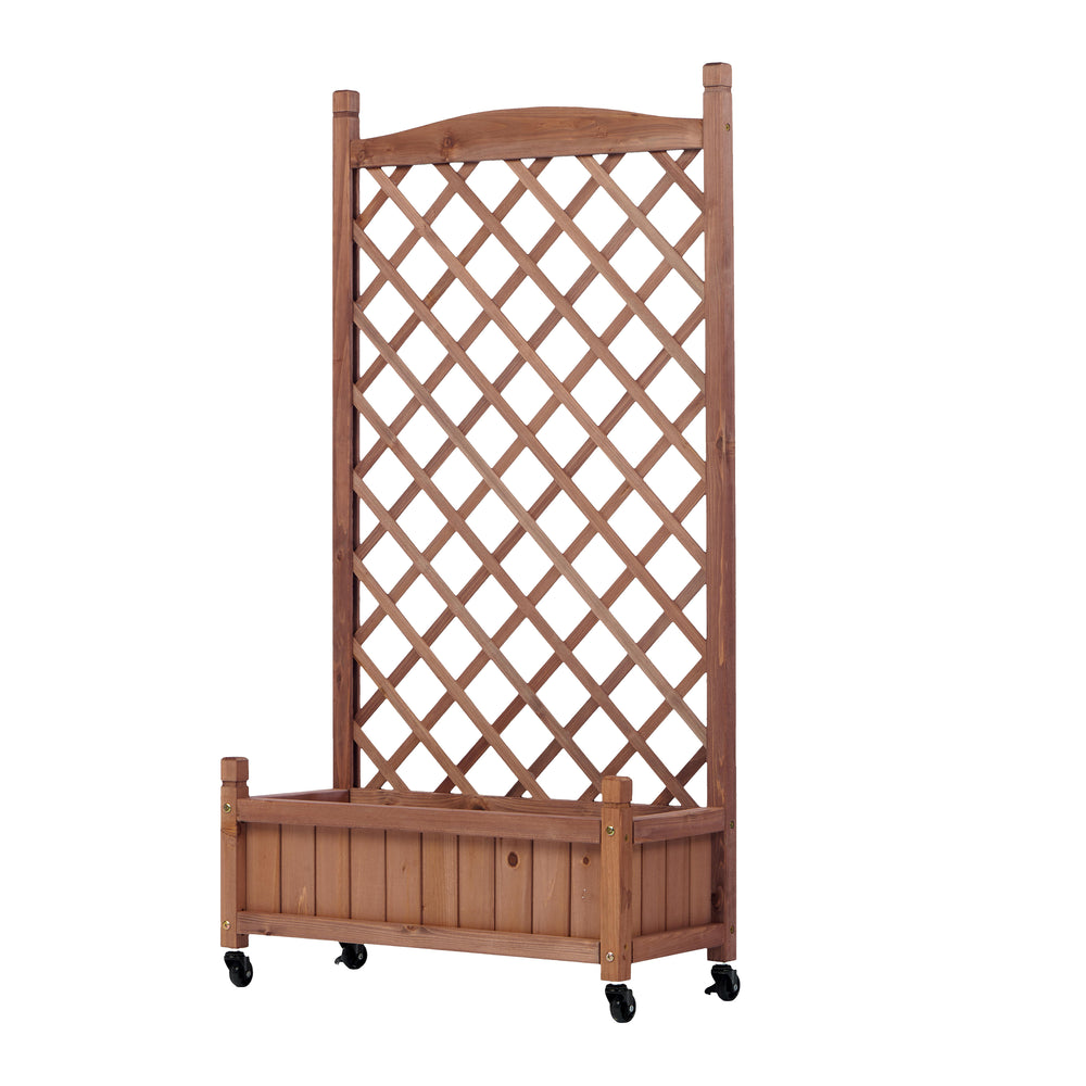 Natural Wood Raised Garden Bed with Trellis 2 Pack, Outdoor Planter Box & Plant Stand for Climbing Plants, Brown Solid Wood, 25L x 11W x 42.3H inches Media 10