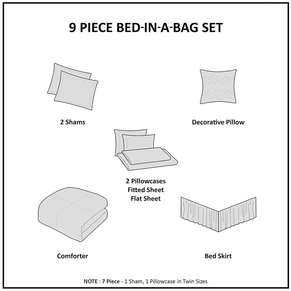 9-Piece Queen 9 Piece Comforter Set with Cotton Bed Sheets,Navy Media 4