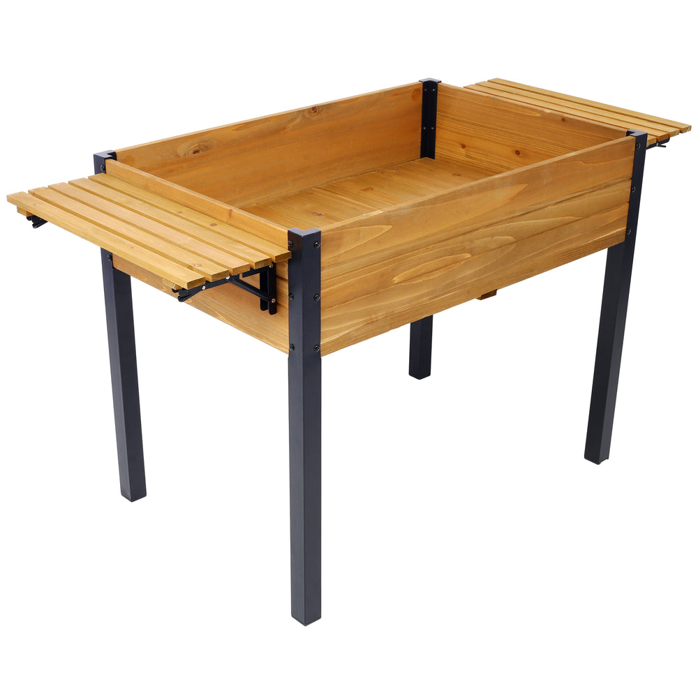 Raised Garden Bed, Metal Leg Wood Planter Boxes with Folding Storage Shelf,Elevated Planter Box for Growing Fresh Herbs, Vegetables, Flowers Great for Outdoor Patio, Deck, Balcony Media 4