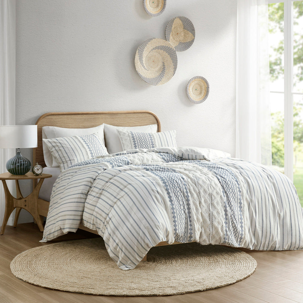 King/Cal King Cotton Printed Duvet Cover Set with Chenille Media 12
