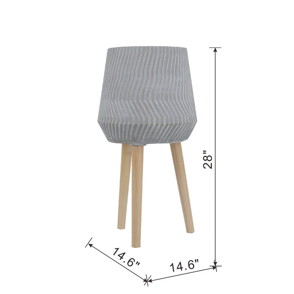 14.6x14.6x28' Cement and Wood Plant Stand, Indoor Outdoor Plant Holder Media 6