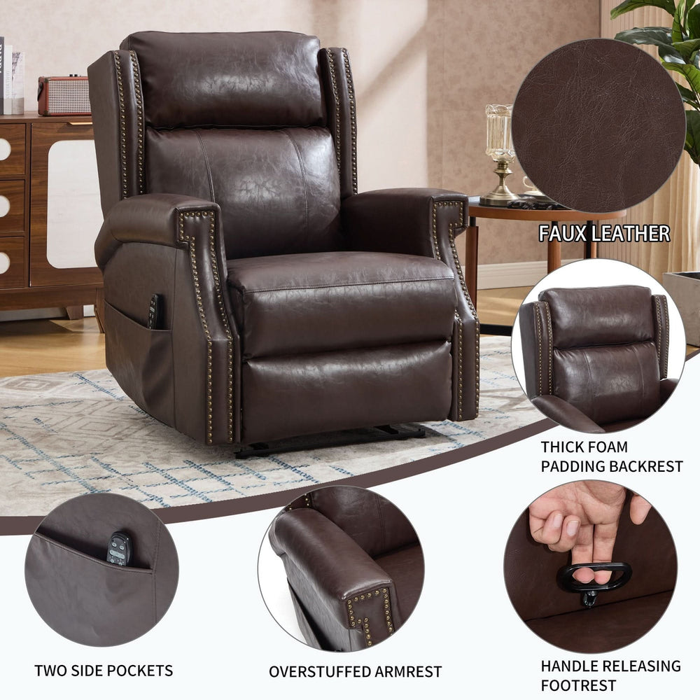 Manual Recliner Chair Faux Leather Massage With 8 Vibrating Nodes & 3 Modes For Living Room Media 7