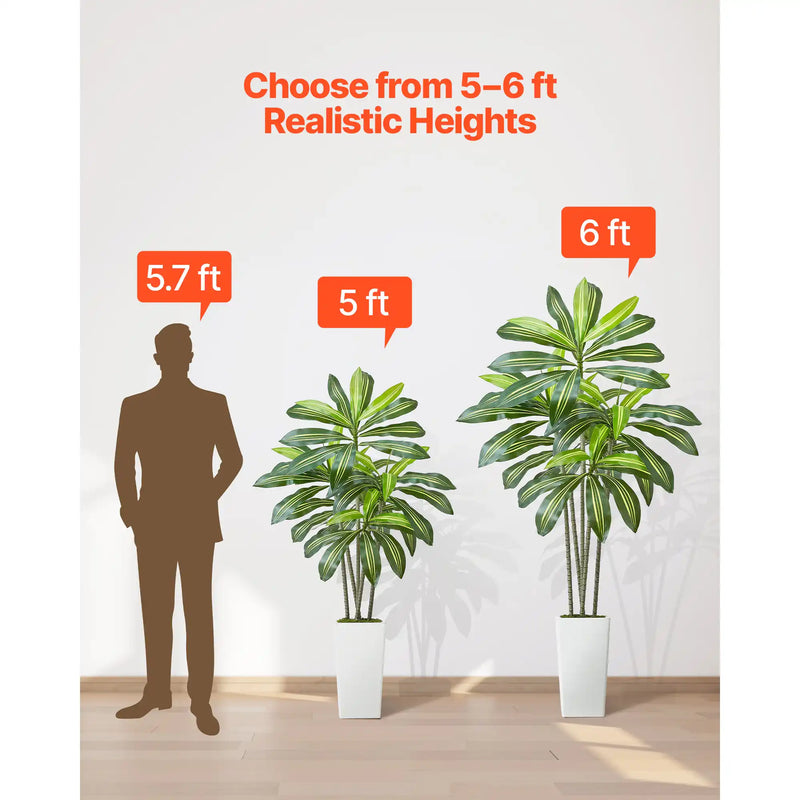 6ft Artificial Dracaena Tree Fake Plant with White Planter Indoor