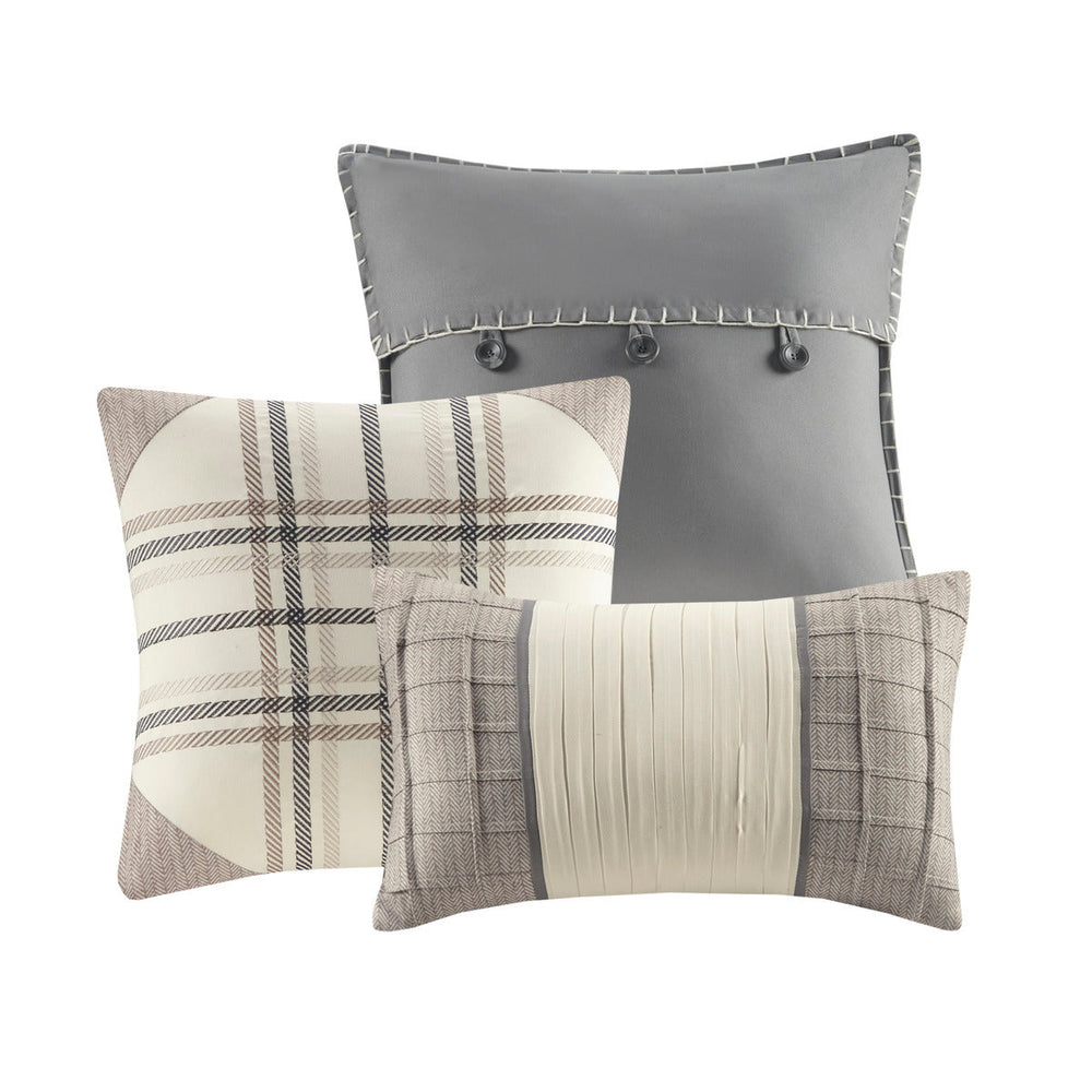 7 Piece Herringbone Comforter Set Neutral Cal King Media 10