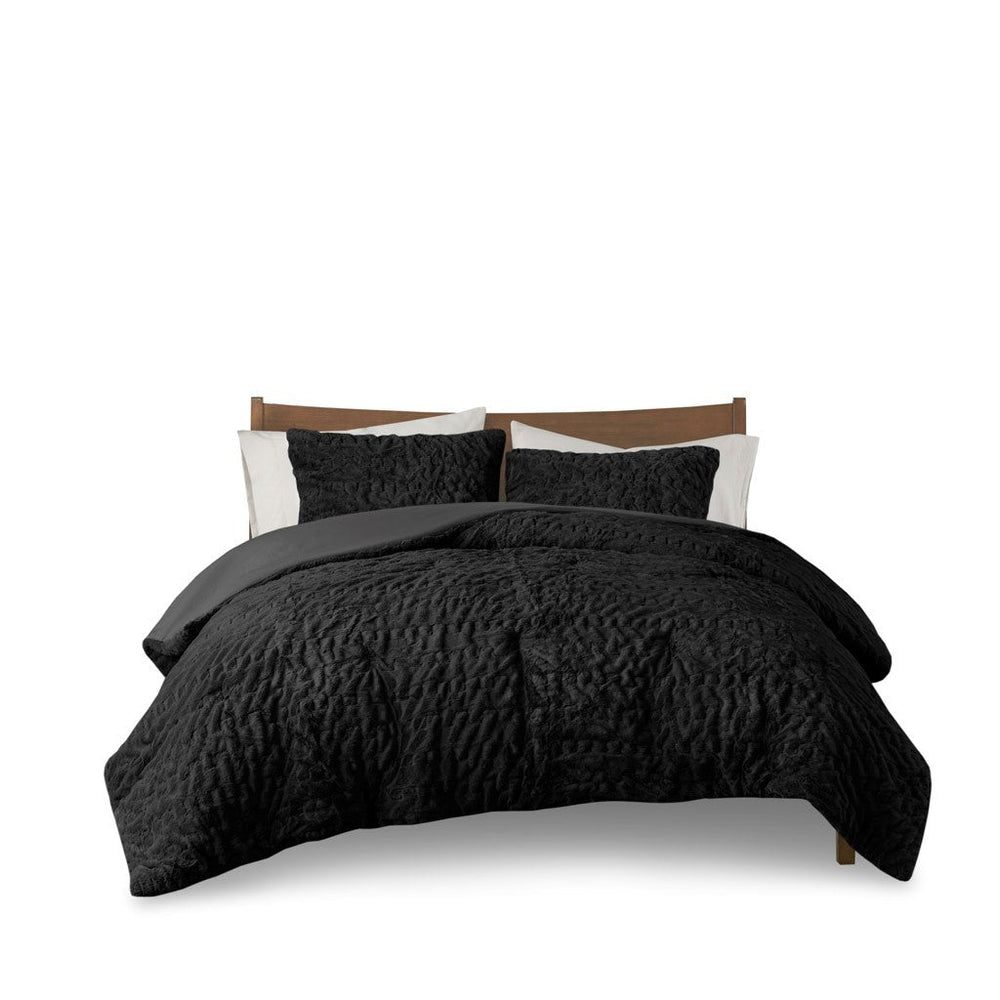 King/Cal King Ruched Fur Down Alternative Comforter Set Media 5