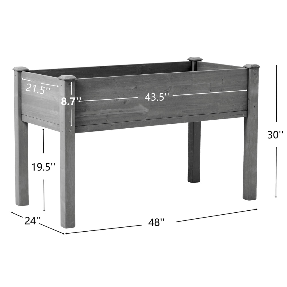 Elevated Wooden Garden Bed 48x24x30 inch with Legs, Premium Gray Solid Wood Planter Box for Outdoor Plants Flowers Fruits Vegetables Herbs Media 3