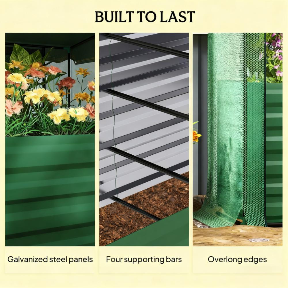 Open Bottom Raised Garden Bed,Galvanized Steel Planter Box,Crop Cage and Shade Cloth with Raised Garden Bed Media 5