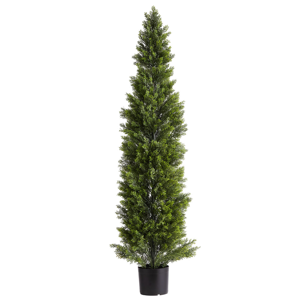 Artificial Topiary Cedar Trees, 60 inch 2 Set Faux Pine Shrubs Plants, Fake Silk Tree Look Real, Easy Assembly for Decor Front Porch Outdoor Patio Garden Balcony Backyard Indoor Office Media 3