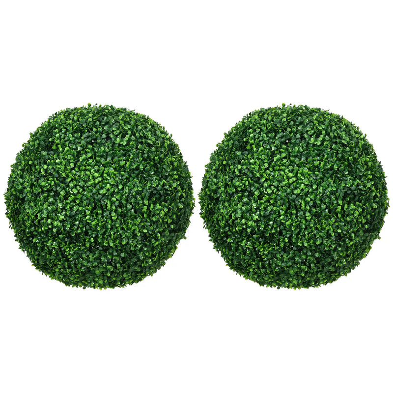 Set of 2 19.75 Inch Artificial Ball Boxwood Topiary Trees Balls, Indoor Outdoor Fake Plants for Home, Office & Living Room Decor