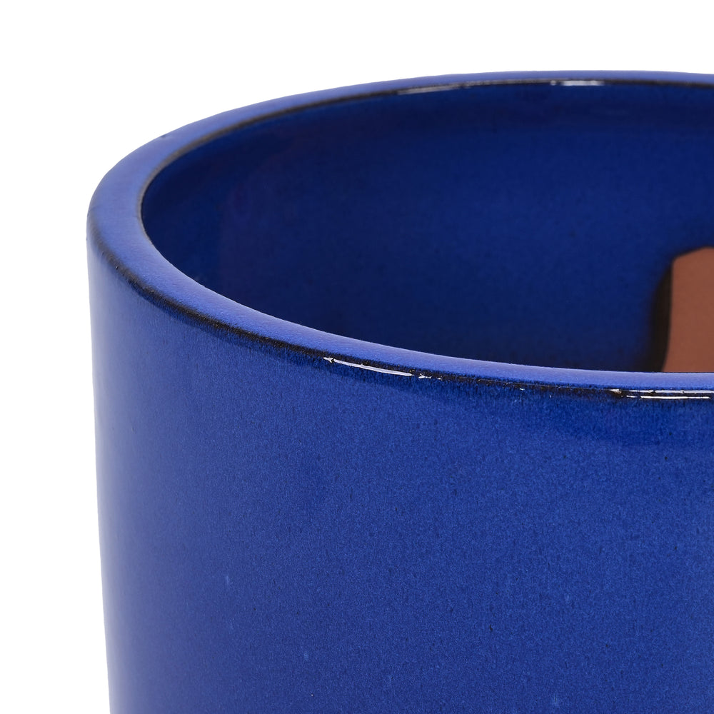 Handmade Solid Blue Glazed Ceramic Planter Set of 3, 15/12/9 Inch Diameter, for Succulents & Flowers Outdoor Garden & Indoor Staircase Use, Breathable Porous Clay Media 16