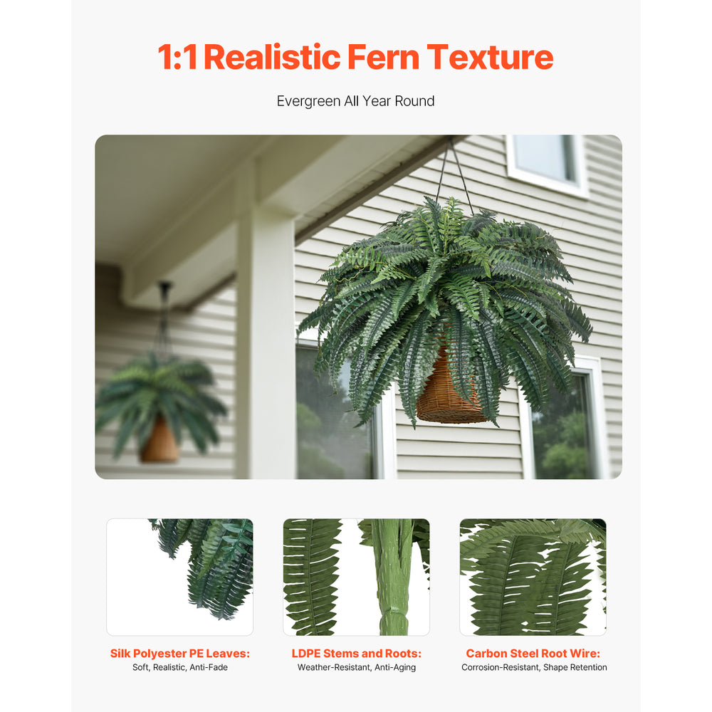 Artificial Ferns 1Pcs, 47 Inch Artificial Boston Ferns Plants, Faux Fern with 88 Branches, Artificial Plants Large for Outdoors/Indoor Home, Office,Garden (Flowerpot Unincluded) Media 5