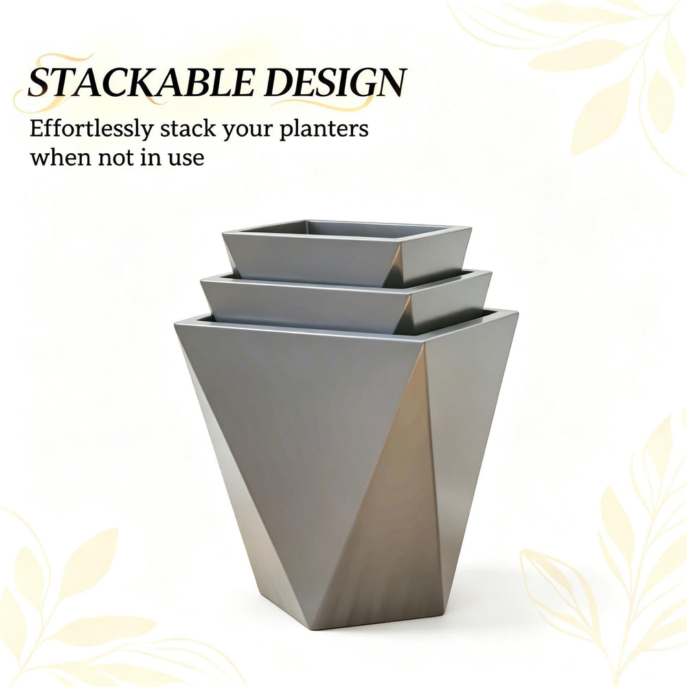 Chic Planters,Stackable Planters,Set of 3 Planters Set(Only 3Pcs Planter) Media 4