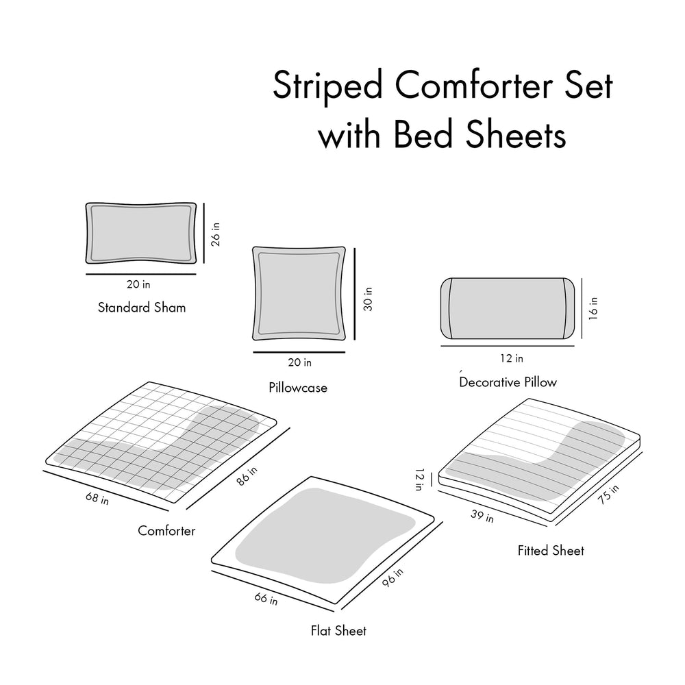 Twin Striped Comforter Set with Bed Sheets Media 18