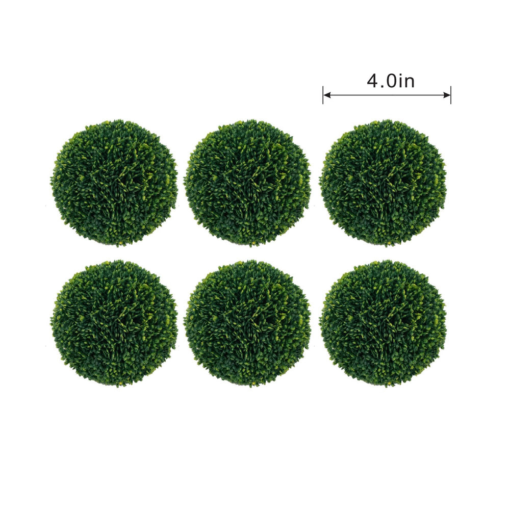 S/6 D4' Faux Boxwood Ball Bowl Filler, Green Media 7