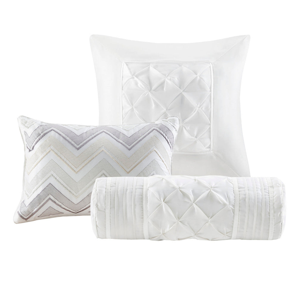 7 Piece Tufted Comforter Set White Cal King Media 6