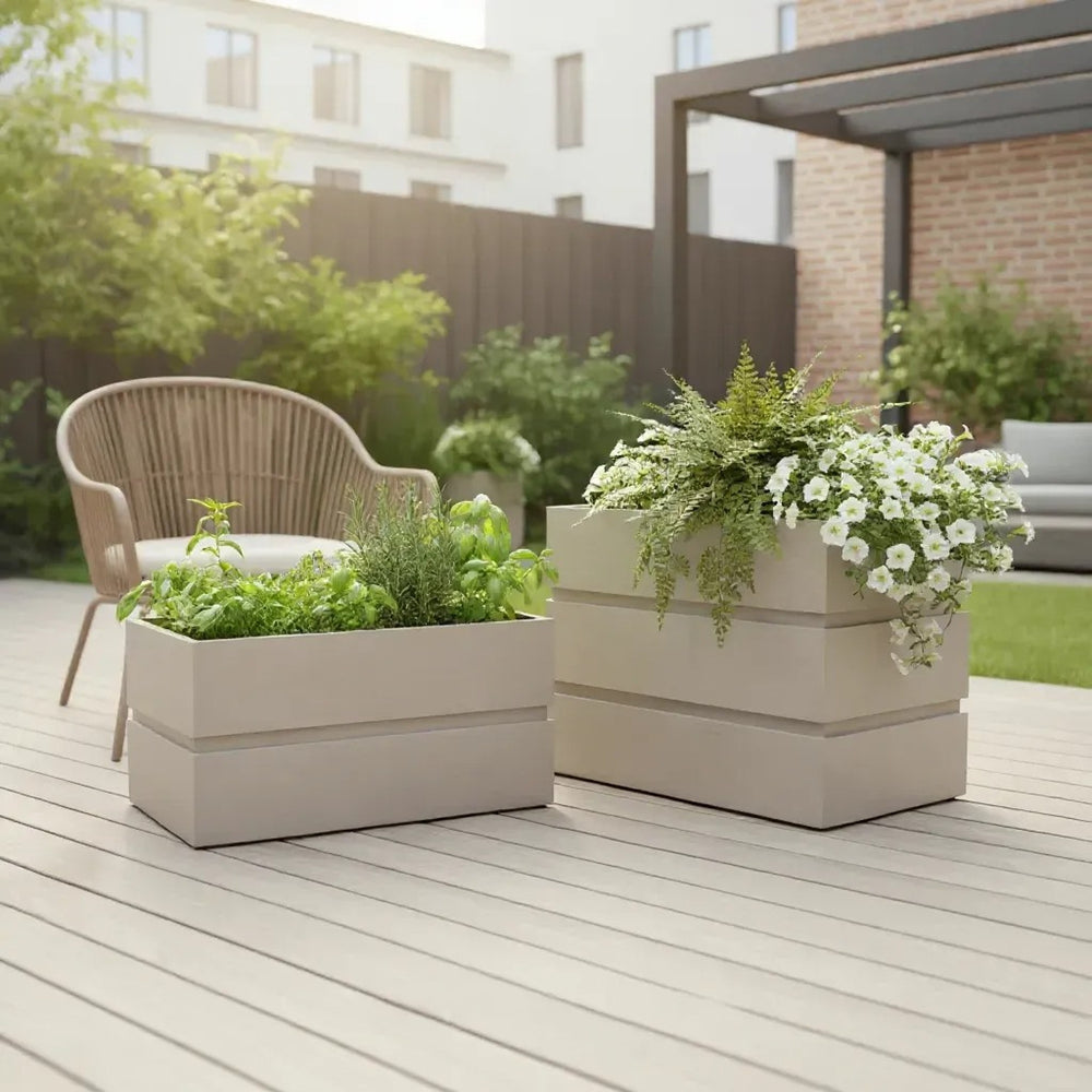 Rectanglar Terrace Planter Short - Ash Brown Media 6