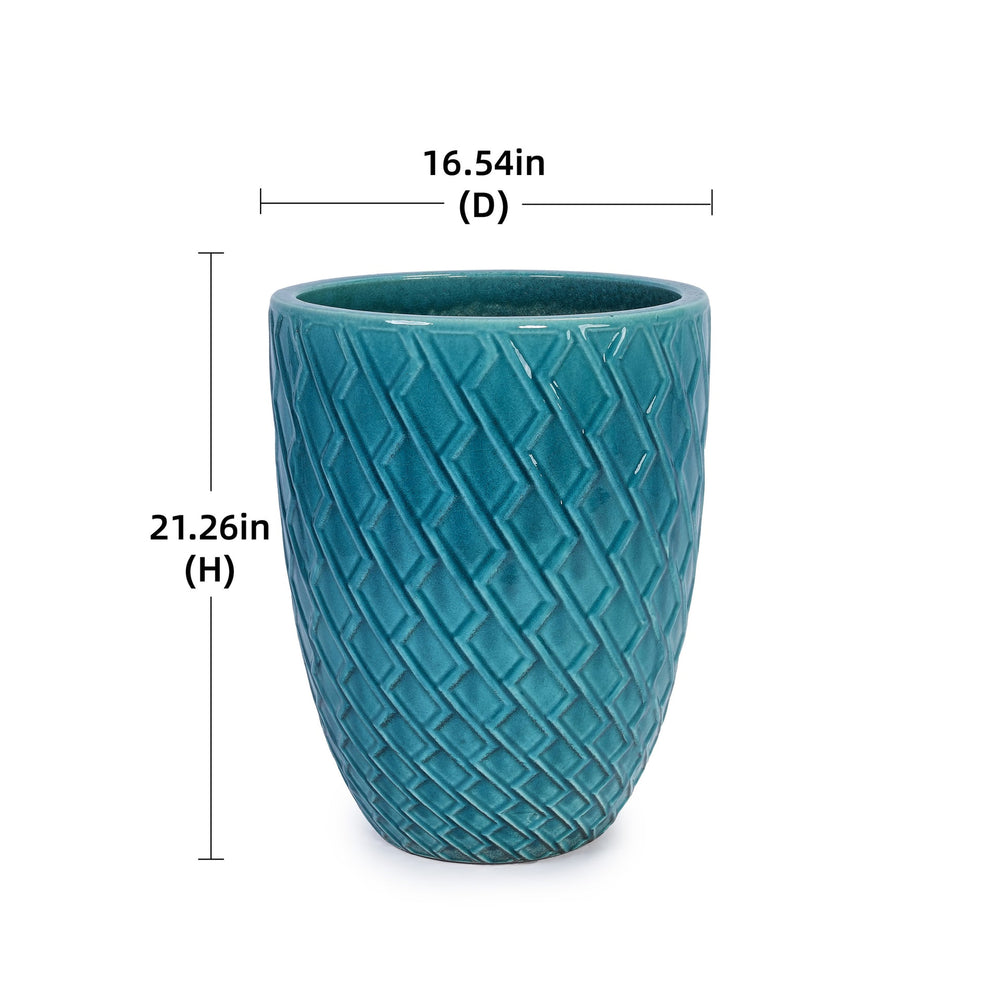Ceramic Flowerpot, Modern Planter for Patio, Garden, Windowsill - Cyan Media 3