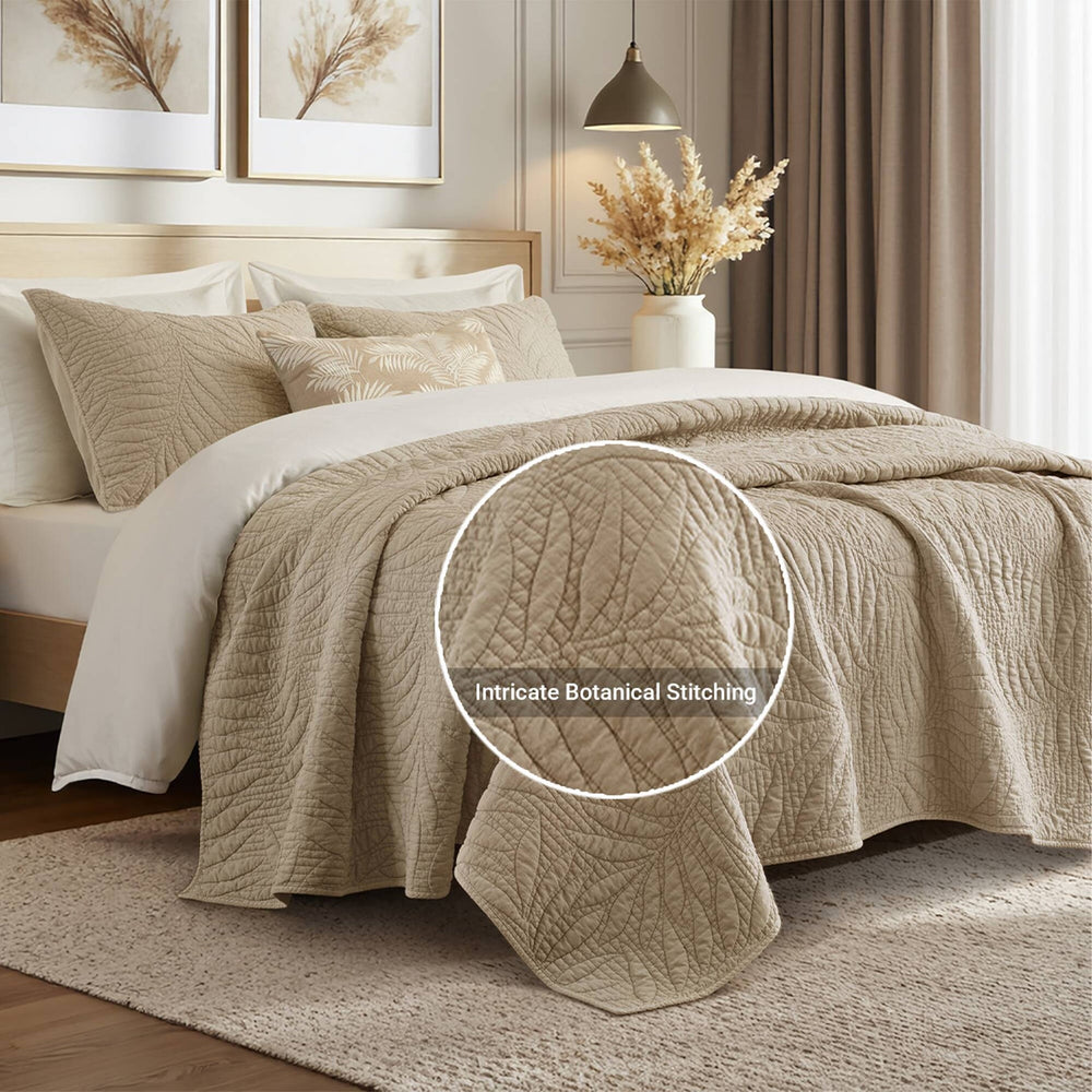 Full/Queen 3 Piece  Cotton Quilt Set Linen Media 6