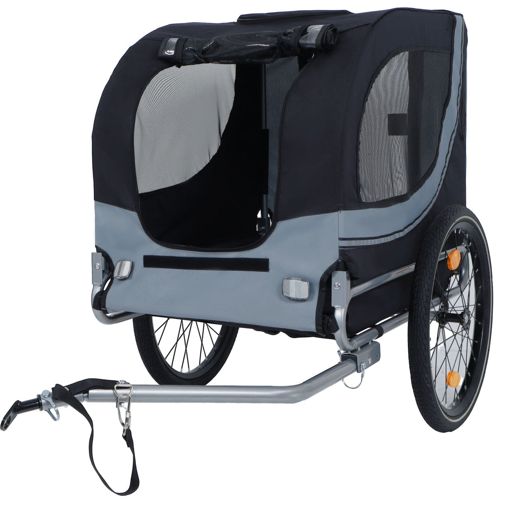 Large Folding Bike Trailer for Dogs – 66LB Capacity All-Terrain Pet Carrier, Durable Steel Frame for Cycling, Jogging, Camping & Outdoor Adventures, Black- Gray Media 9