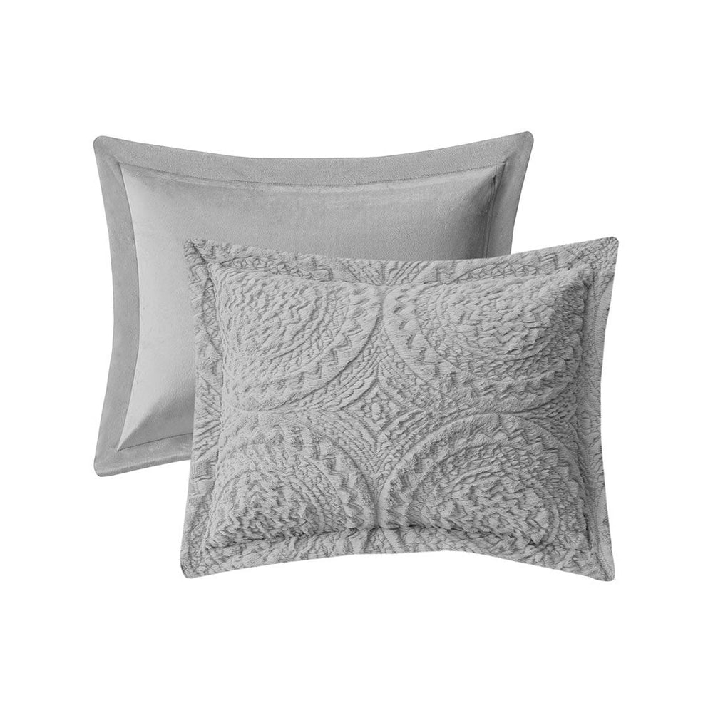 King/Cal King Embroidered Medallion Faux Fur     Comforter Mini Set Media 9