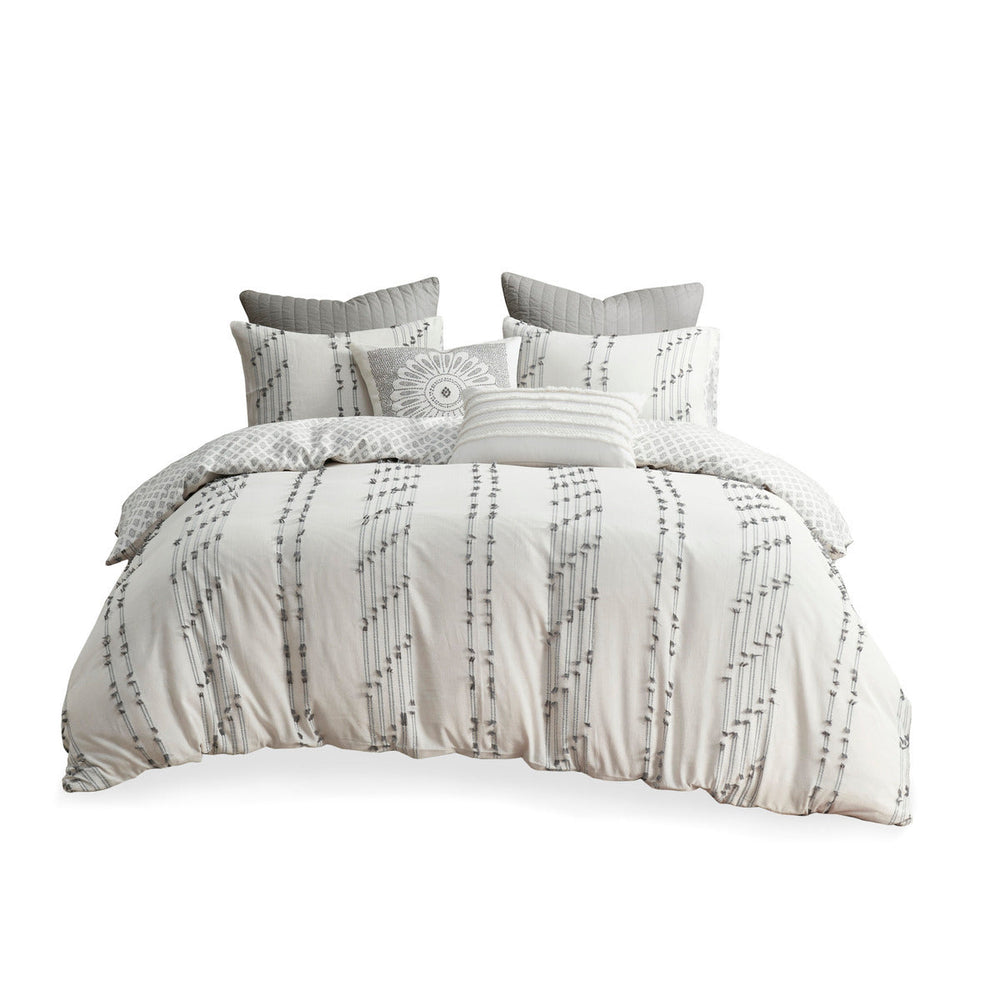 Full/Queen 3 Piece Cotton Jacquard Duvet Cover Set Media 6