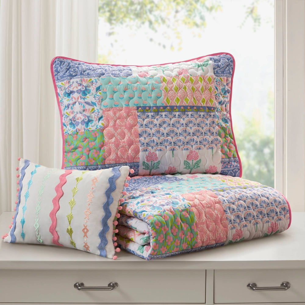 3-Piece Twin/Twin XL 3pcs Quilt Set,Pink Media 7