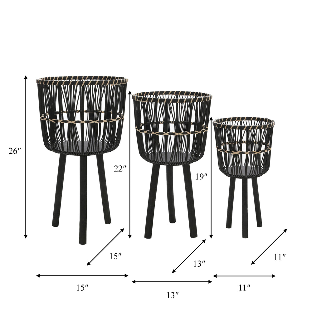 S/3 BAMBOO PLANTERS 11/13/15', BLACK Media 9