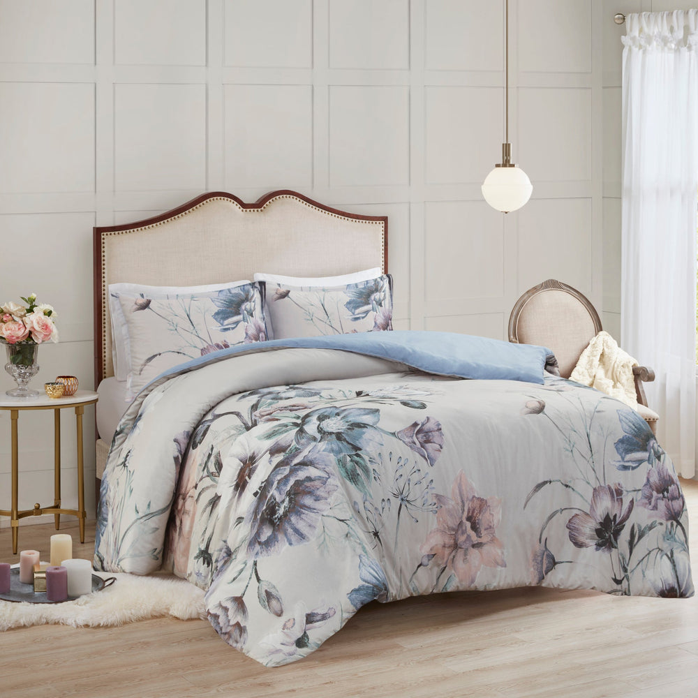 King/Cal King 3 Piece Cotton Printed Duvet Cover Set Media 4