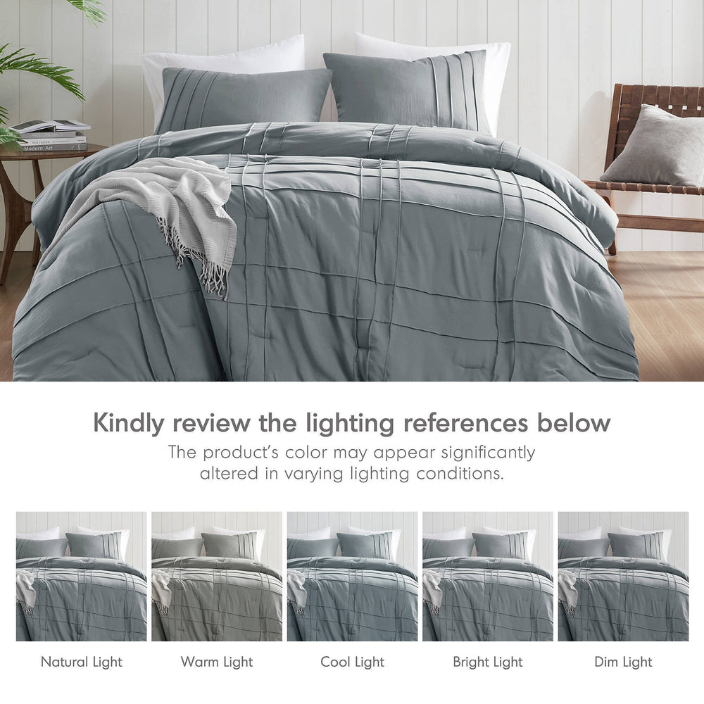 2-Piece Twin/Twin XL Soft Washed Pleated Comforter Set Media 4
