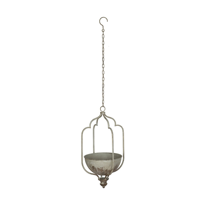 11.8x9.8x21.7' Rustic Hanging Iron Planter with Distressed White Finish