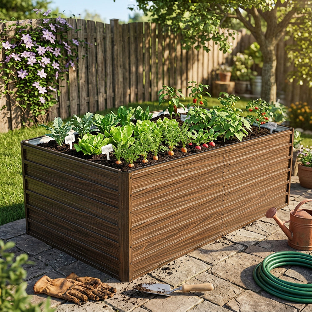 74.6'x35.4'x25' Raised Garden Bed Kit, Metal Elevated Planter Box, Open Drainage Base, 4 Reinforcing Rods, Rustproof Steel with Safety Edging – Easy Assembly for Vegetables, Flowers, Herbs Media 7