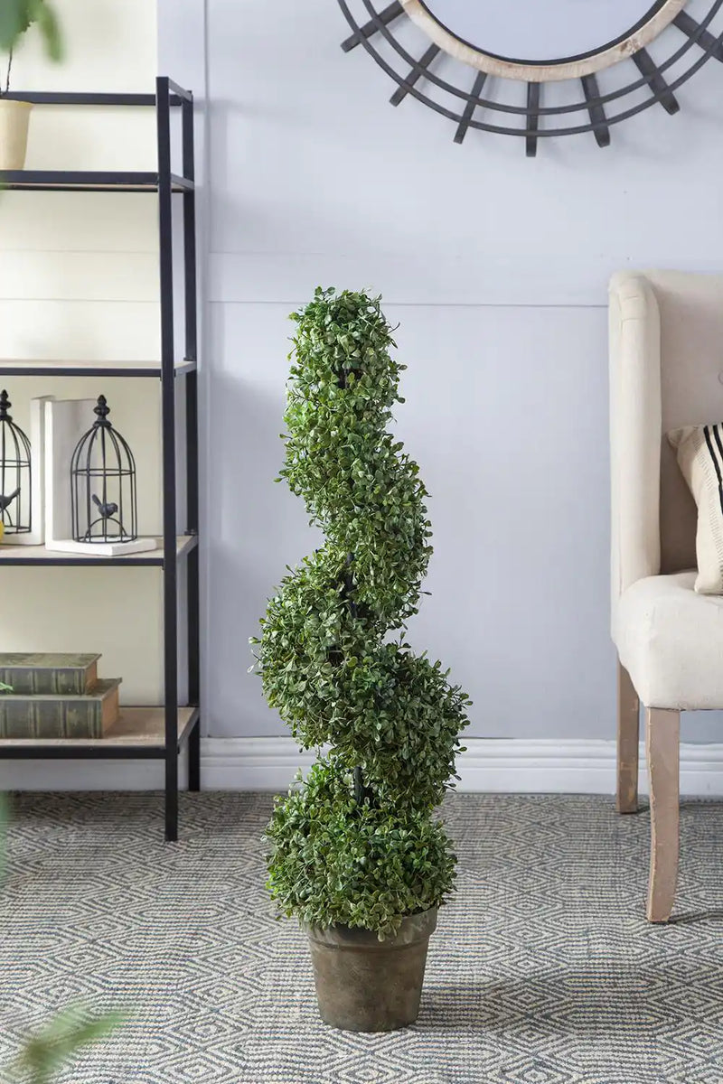 7.5x7.5x35' 3 Foot Tall Artificial Spiral Boxwood Tree