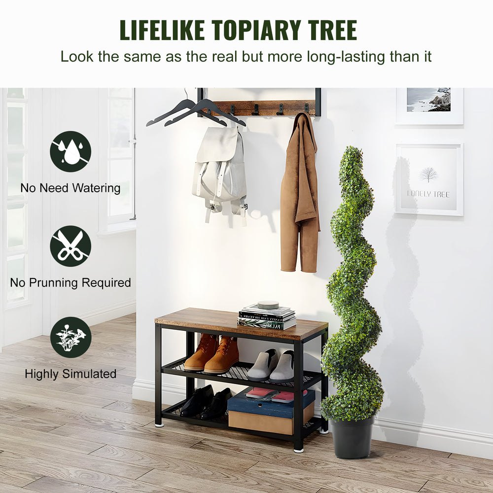 2 Pack 5' Artificial Boxwood Topiary Tree Faux Plant UV Decor In/Outdoor Media 8