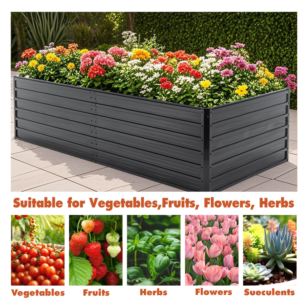 Metal Raised Garden Bed Outdoor 7.2x3.6x2 FT Galvanized Raised Garden Bed Kit,Vegetable Boxes-Rectangle Metal Flower Box,Large Planter Raised Beds Outdoor Garden for Planting,Fruit,Herb-Black Media 5