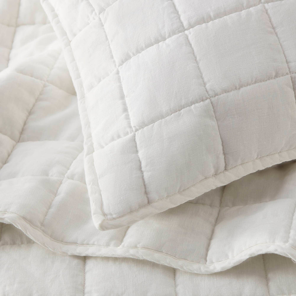3-Piece Full/Queen Linen Garment Washed Quilt Set,White Media 9