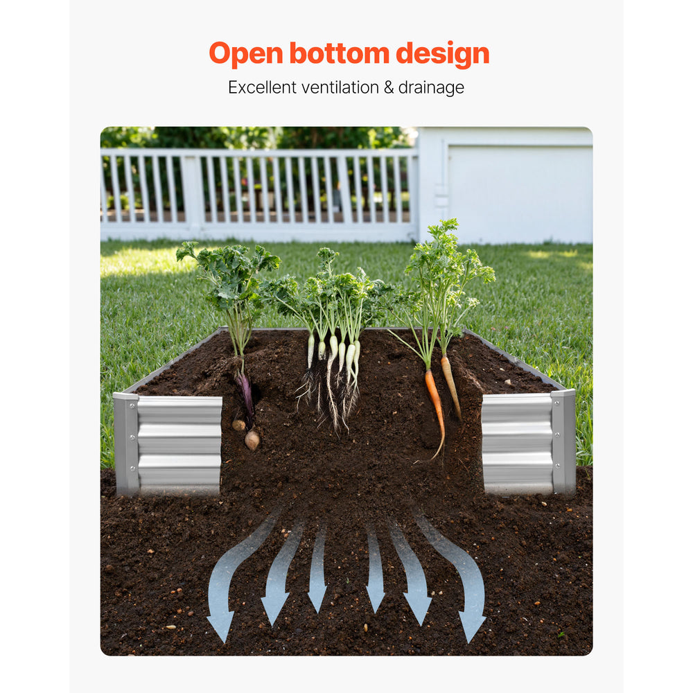 Metal Raised Garden Bed, 12 x 4 x 1 ft Outdoor Galvalume Planter Garden Box, Open Bottom Design, Large Planter Raised Bed for Growing Vegetables, Flowers, and Succulents, Galvanized Color Media 7