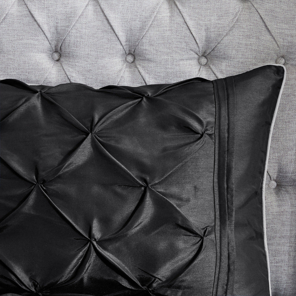 7 Piece Tufted Comforter Set Black Cal King Media 5