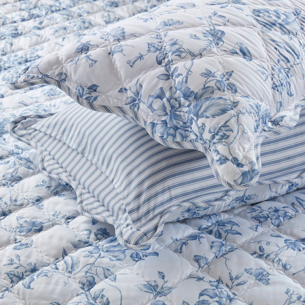 4 Pieces Full/Queen  Quilt Set with Decorative Pillow,Blue Media 20