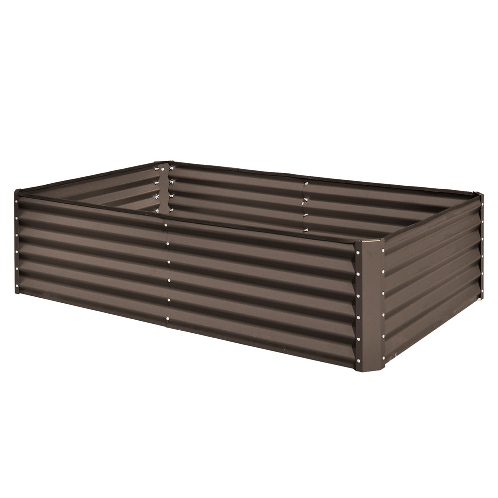 6x3x1.5ft Galvanized Raised Garden Bed, Outdoor Planter Garden Boxes Large Metal Planter Box for Gardening Vegetables Fruits Flowers, Brown Media 1