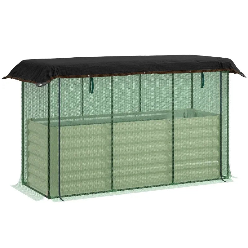 Galvanized Steel Planter Box,Crop Cage and Shade Cloth with Raised Garden Bed Media 8