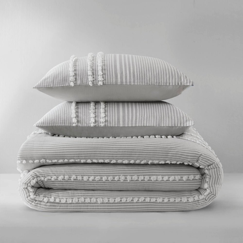 3- Piece King Cotton Yarn Dyed Duvet Cover Set Media 3