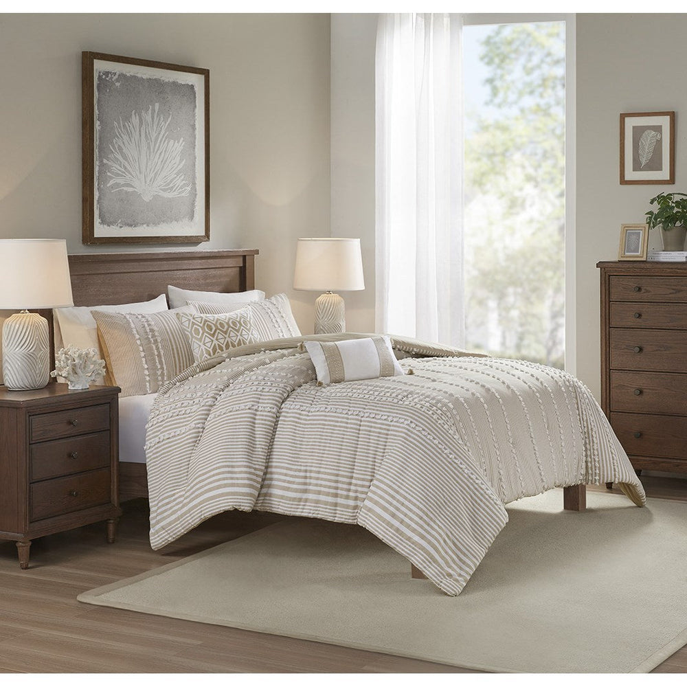 Full/Queen 3 Piece Cotton Yarn Dyed Duvet Cover Set Media 1