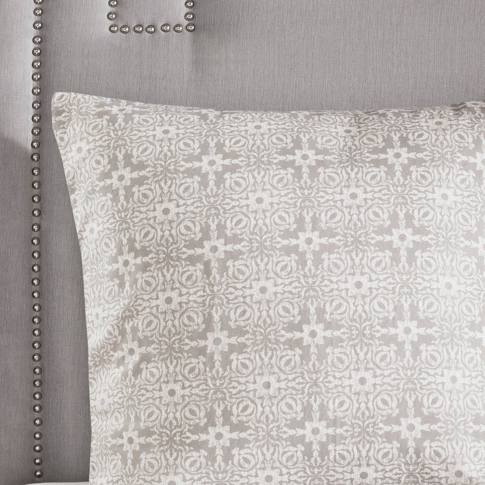6 Piece Embroidered Cotton Reversible Comforter Set Ivory Full/Queen Media 11